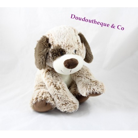 Peluche chien MAX & SAX marron chiné doux Carrefour 24 cm