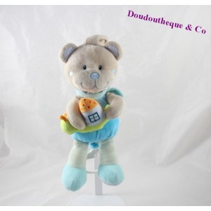 Doudou musical ours TEX BABY avec son escargot 26cm