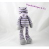 Doudou tigre chat MAX & SAX rayé violet gris Carrefour 32 cm