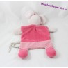 Doudou flat mice NICOTOY pink flower pink knot 25 cm