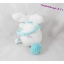 Conejo de peluche musical DOUDOU ET COMPAGNIE Pompon blanc bleu 22 cm