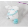 Conejo de peluche musical DOUDOU ET COMPAGNIE Pompon blanc bleu 22 cm