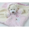 Doudou plat ours AUCHAN déguisé en lapin rose beige 35 cm
