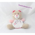 Doudou flat bear BARLEY SUGAR estrellas rosas bordadas 20 cm