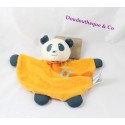 Doudou plat panda ORCHESTRA orange demi lune 25 cm