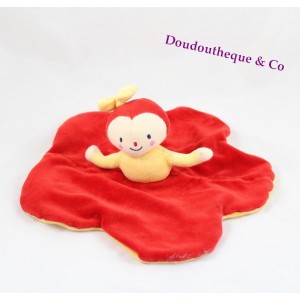 Doudou plat poupée MOULIN ROTY Dim Dam Doum fleur rouge  28 cm