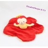 Doudou plat poupée Katherine Roumanoff fleur rose et jaune Dim Dam Doum Moulin Roty