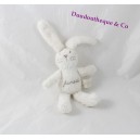 Peluche de conejo bordado blanco marrón JACADI 22 cm