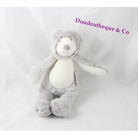 Peluche hochet ours MOULIN ROTY La bande à Basile gris 22 cm