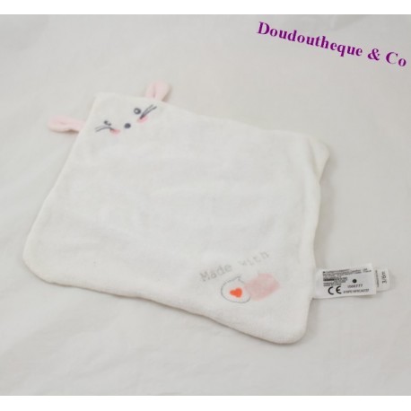 Doudou plat souris CARREFOUR Made with Love blanc rose 30 cm Doudou plat souris CARREFOUR Made with Love blanc rose 30 cm