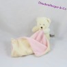 Doudou mouchoir ours THE PLUSHIES COLLECTION BY LOMBOK pink coeur écru