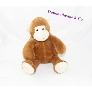 Peluche singe MARIONNAUD marron assis 28 cm