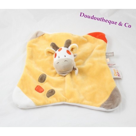 Doudou flat cow giraffe DOUKIDOU orange beige Box kisses