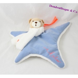 Doudou flachen Bär KALOO Winter Torheiten Star Blue Ribbon orange