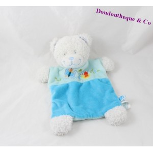 Flat cuddly toy TEX BABY bear blue and white 26cm