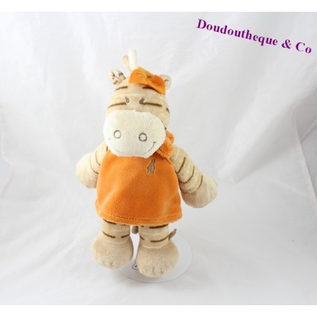 Peluche musical Zamba NOUKIE'S orange et beige 25 cm