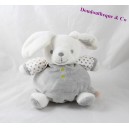 Doudou conejo gris OBAÏBI blanco bola estrella 20 cm