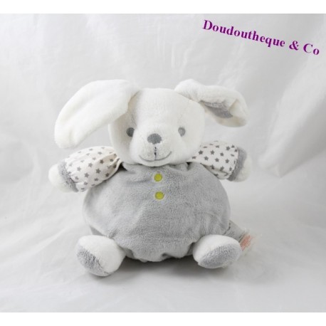 Doudou conejo gris OBAÏBI blanco bola estrella 20 cm