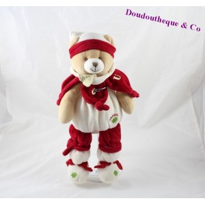 Peluche ours DOUDOU ET COMPAGNIE Nanou rouge blanc 32 cm