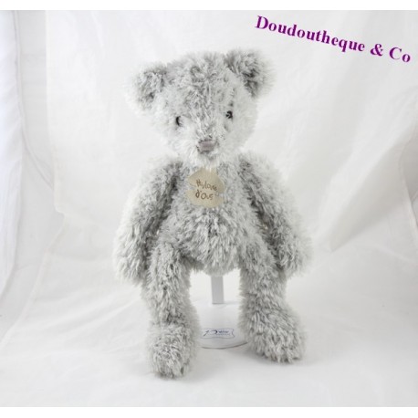 Doudou ours HISTOIRE D'OURS gris poil long 35 cm