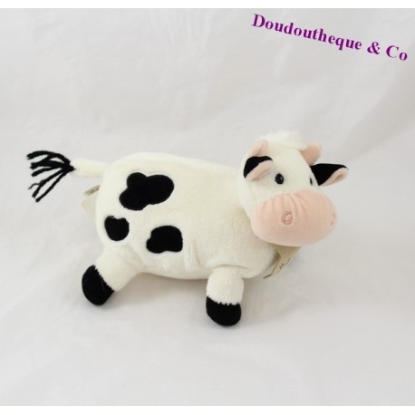 Peluche, doudou vache HISTOIRE D'OURS blanche et noire 18 cm