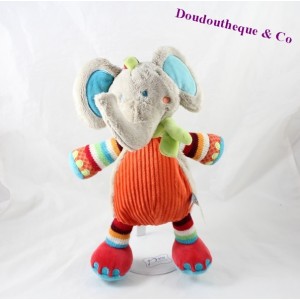 Elefant Plüsch TEX BABY grau gestreift Wolle 30 cm