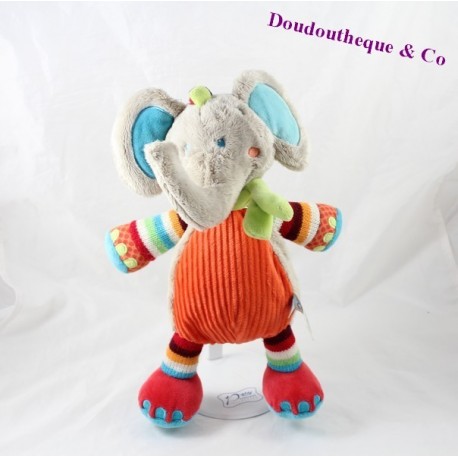 Elephant plush TEX BABY grey stripes wool 30 cm