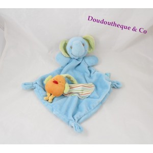 Doudou plat éléphant Bébérêve Bébé Rêve CASINO rose oiseau bleu 35 cm 