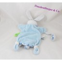 Marioneta de Doudou conejito frazada y compañía Tatoo flores azul 25 cm