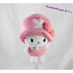 Peluche Hello Kitty BANDAI One Piece chapeau rose 20 cm