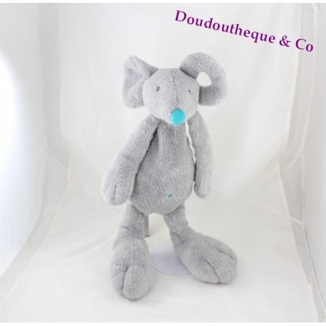 Plush mouse HAPPY HORSE gray nose and navel blue turquoise 45 cm