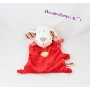 Doudou sheep flat rectangle red NICOTOY attached nipple 23 cm