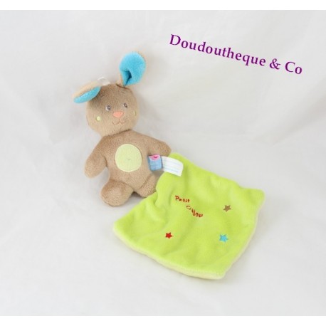 Peluche doudou Chien SUCRE D'ORGE blanc vert Peluche doudou Chien SUCRE D'ORGE blanc vert