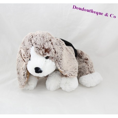 Peluche chien ALINEA marron blanc 28 cm