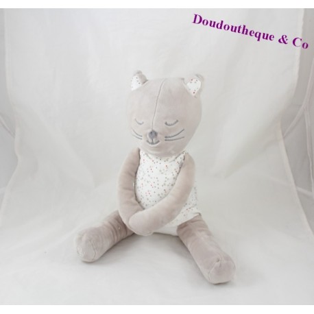 Peluche gato sentado vestido gris OBAÏBI estrellas 28 cm