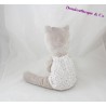 Peluche chat OBAIBI assis robe étoiles gris 28 cm