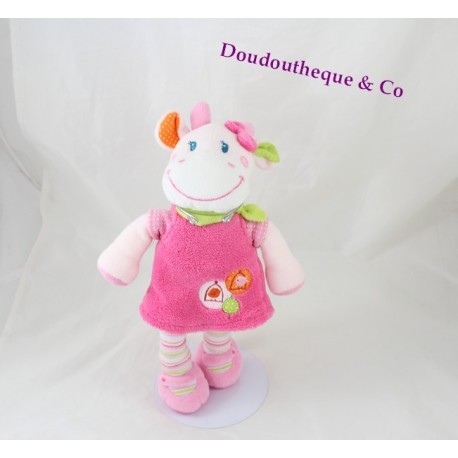 Doudou Kuh rosa Käfigen Vögel bestickt 28 cm NICOTOY