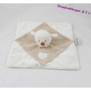 Schaf flache Doudou NATTOU weiß Beige Herz 26 cm