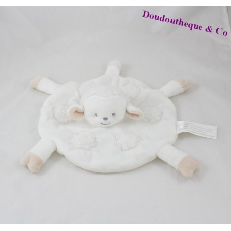 Schaf flach Doudou LA HALLE weiß Beige Runde Brötchen Kimbaloo Schaf flach Doudou LA HALLE weiß Beige Runde Brötchen Kimbaloo