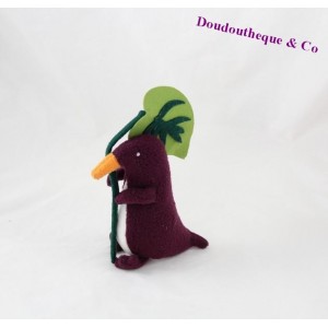 Doudou pingouin TROUSSELIER feuille violet vert 19 cm