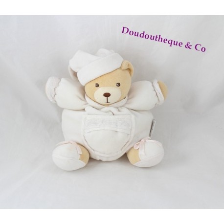 Doudou boule ours KALOO Dragée blanc broderies 18 cm