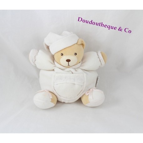 Doudou boule ours KALOO Dragée blanc broderies 18 cm Doudou boule ours KALOO Dragée blanc broderies 18 cm