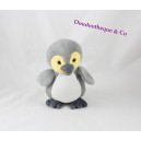 Peluche pingouin KINDER gris jaune peluche publicitaire 18 cm