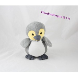 Peluche pingouin KINDER gris jaune peluche publicitaire 18 cm