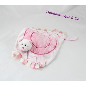 Doudou plat chat EGMONT TOYS rose rubans rectangle 28 cm