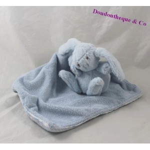 Doudou Kaninchen Sandwich und Schokolade blau weiß 11 cm Taschentuch