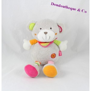 Teddybär BABYSUN Bell grau rosa grün 24 cm