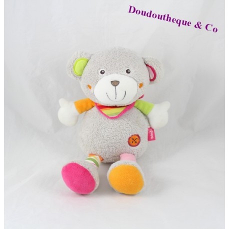 Teddybär BABYSUN Bell grau rosa grün 24 cm Teddybär BABYSUN Bell grau rosa grün 24 cm
