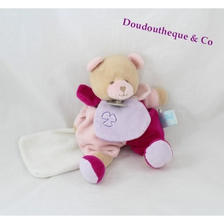 Doudou ours BABY NAT' Douceur Flower pétales rose mouchoir fleur 24 cm