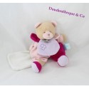 Doudou ours BABY NAT' Douceur Flower pétales rose mouchoir fleur 24 cm